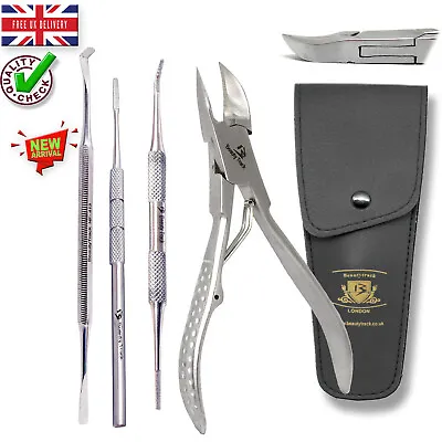 Professional Toe Nail Clippers Black File Ingrown Toenail Tools For Thick Nails • £9.99