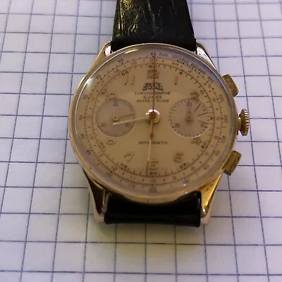 EGONA Chronograph Suisse Men's Watch-Vintage-18K Gold-Estate • $1049