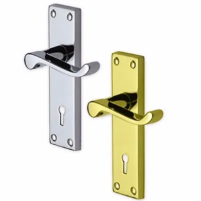 £11.24 • Buy Victorian Scroll Door Handles POLISHED BRASS/CHROME Internal Bathroom Latch Lock