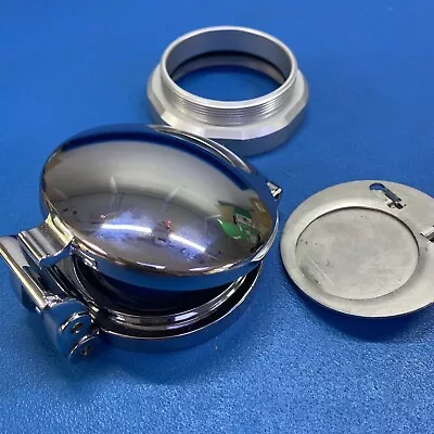 Aston Fuel Filler Cap Roll Top Chrome Plated Brass 2 &3/4 Inch With Alli Ring • $233.07