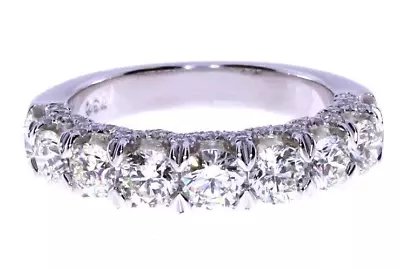2.17ct Round Diamond Band Ring With Pave Set Hidden Halo In 18k White Gold • $3920