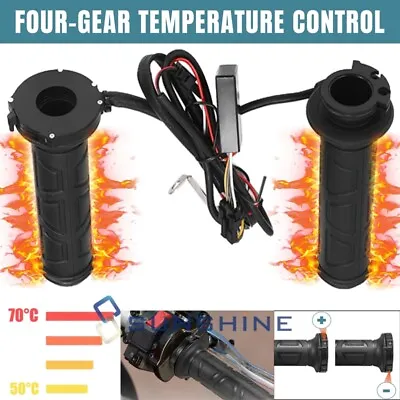 ATV Motorcycle Electric Heated Handlebar Grips Hand Heater Warm Adjustable Temp • $21.59