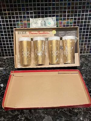 VNTG 60s HICKOK 12 Oz Thermal Tumblers Gold Tone Fleur Di Lis In Box NOS NEW A1 • $69.95