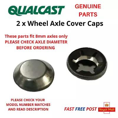 2x QUALCAST Lawnmower Wheel Securing Push On Axle Cap Cover 8mm Axles FAST POST • £5.75