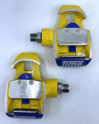 Vintage TIME Equipe CRITERIUM Yellow & Blue NEAR-MINT Clipless Pedals • $99.99
