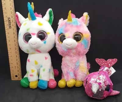 Ty Beanie Boos Babies Unicorns + Flippable Sequin Narwhal Lot Of 3 Plush • $10