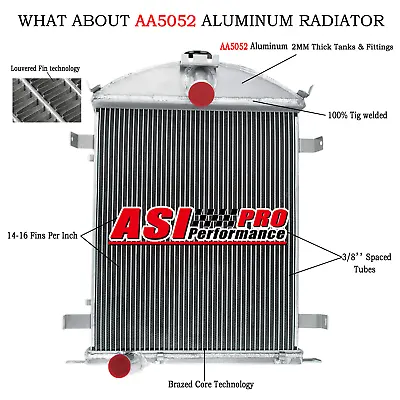 4 Rows Aluminum Radiator For 1928-1929 Ford Model A Heavy Duty 3.3L L4 GAS -ASI • $199