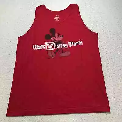 Disney Parks Men's XL Mickey Mouse Sleeveless Graphic T Shirt Tank Top Red • $13.49