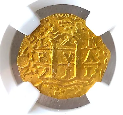 PERU 1711 2 ESCUDOS NGC 66 “1715 FLEET” PIRATE GOLD COINS FISHER & Real 8 COA'S • $39950