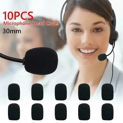 10x Practical Small Black Microphone Headset Windscreen Sponge Foam Mic Cover US • $2.09