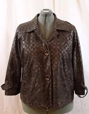 Erin London Women's Jacket Coat XL Square / Reptile Print Texture Brown Button  • $18.99