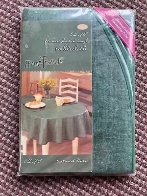 New Vintage HomeTrends Flannel Backed Vinyl Tablecloth 52 X 70 Oval Green • $11.99