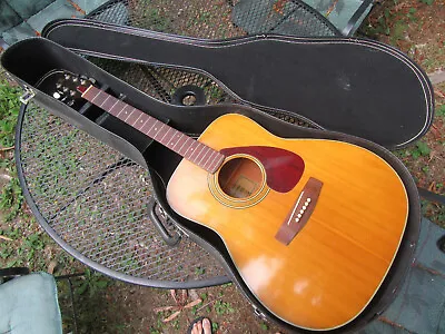 Vintage Yamaha FG-200 Dreadnought Acoustic Guitar W/ Case Mahogany Taiwan • $249.99