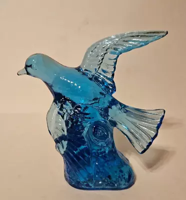 Mosser Glass Blue Glass 5-3/8  Bird Figurine M Branded Dove? • $24.99