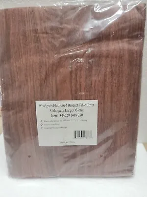 Wood Grain Vinyl Elasticized Banquet Table Cover Soft Fleece Back MCM • $10