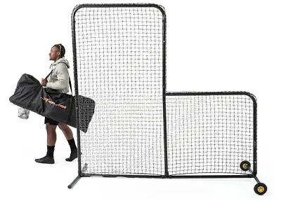 L Screen Baseball For Batting Cage | Baseball Pitching Net With Wheels-7 Feet • $125.99