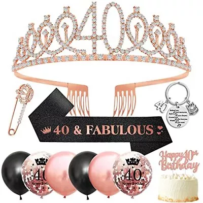 40th Birthday Gifts For Women 40th Birthday Sash Tiara Women 40th Crown Fabric • £11.20