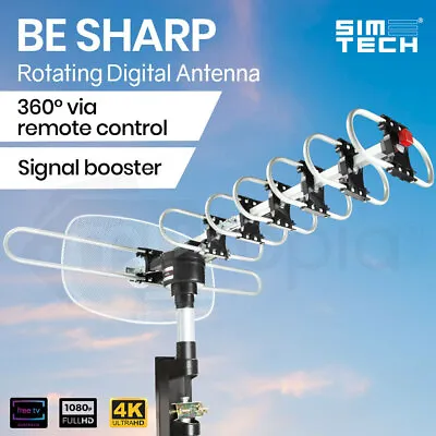 $54 • Buy 【EXTRA10%OFF】Outdoor TV Antenna Digital Rotating HD Amplified Aerial Signal