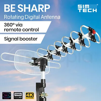 Outdoor TV Antenna Digital Rotating HD Amplified Aerial Signal Booster Remote • $55