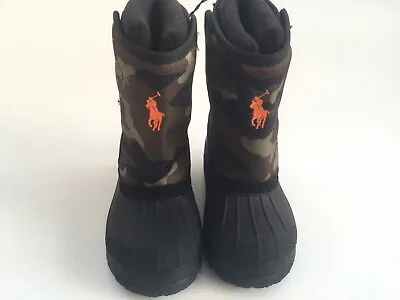 BNWTT 100% Auth Ralph Lauren Polo Unisex Camouflage Snow Boots. UK 8 EU 25 • £39