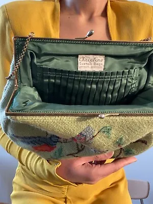 Gorgeous Vintage 1960s Needlepoint Bag With Bird Motif - Christine Custom Bags M • $200