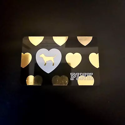 Victoria's Secret Pink Dog Black Gold Hearts NEW COLLECTIBLE GIFT CARD $0 #6006 • $6.90