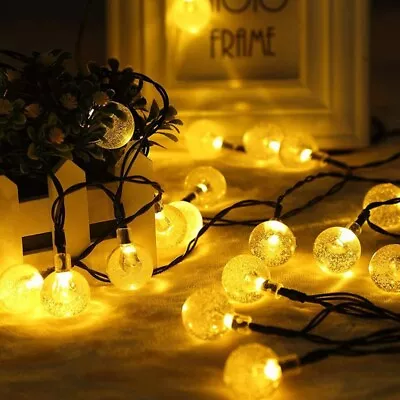 £13.17 • Buy LED Solar Powered Crystal Ball String Lights Garden Outdoor Fairy Hanging Lamps