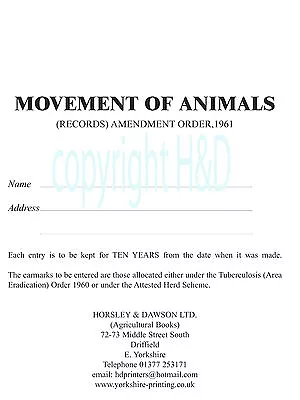 £9.99 • Buy Cattle Movement Book
