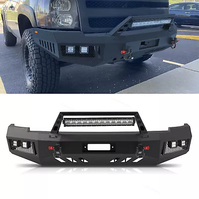 Steel Front Bumper W/Winch Plate 144w LED Lights Fits 07-13 Chevy Silverado 1500 • $582.98