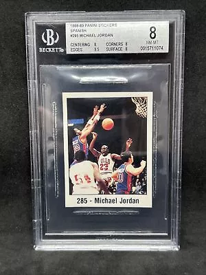 1988-89 Panini Spanish Sticker #285 MICHAEL JORDAN BGS 8 NM-MT • $449