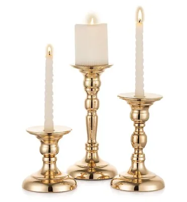 £20 • Buy Sziqiqi Gold Metal Taper Candle Stick Holder Set Of 3