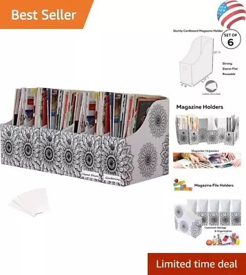 Magazine File Holder Organizer - Cardboard - Mandala Design - Labels - 4 Inch • $17.99