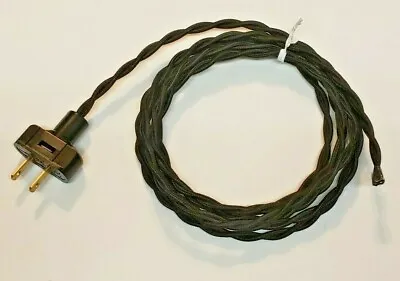 8' Black Rayon Twisted Covered Wire & Plug Vintage Style Lamp Cord 405J • $23.89