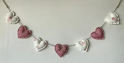 Heart Garland Bunting In Laura Ashley Abbeville Pink & Pink Spot Fabrics ~ 1M • £10.95