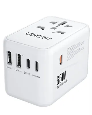 $49.99 • Buy LENCENT Gan III Universal Travel Adapter With PD 65W Fast Charging Type C Ports