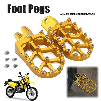 Dirt Bike Foot Pegs Footrest CNC Gold For RM125 RM250 RM250Z RMX250 DRZ400 400SM • $29.99