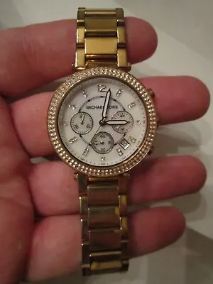 Michael Kors Chronograph Watch Mk5491 Swarovski Crystals In The Box -  Bba-26 • $297.50