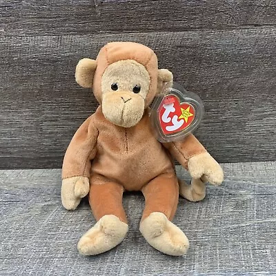 Vintage TY Beanie Baby Bongo The Monkey 8  Plush Toy Stuffed Animal W/ All Tags • $11.71