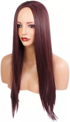 3/4 Half Wig #613 Wine Red Straight Long Hair Piece 22  • £12.99