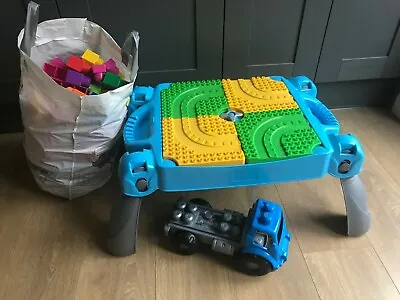 Plastic Mega Blocks Table With Foldable Legs + Building Blocks + Blocks Car  • £20