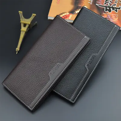 Men's Business Leather Bifold Long Wallet Cash Pocket Card Holder Clutch Purse • $8.99