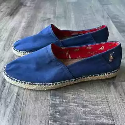 Polo Ralph Lauren Cevio Slip On Espadrille Shoes Mens 11.5 Canvas Blue • $32