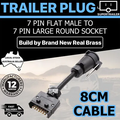 Car Trailer Adaptor 7 Pin Flat Male Plug To 7 Pin Large Round Female Socket • $18.95