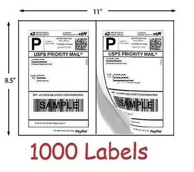 1000 Shipping Labels Self Adhesive Half Sheet Printer Paper USPS EBay 8.5 X 5.5 • $69.99