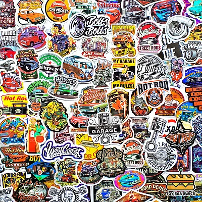 95 Pcs  Hot Rod  Sticker Pack Race Cars Truck Pin Up Girls Bike Vintage Man Cave • $14.99