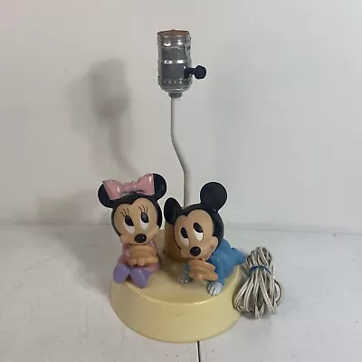 Vintage Baby Mickey & Minnie Mouse 11  Plastic Desk Nursery Lamp - Works! • $9.50