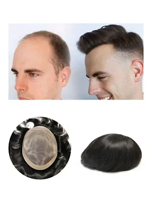 Human Hair Toupee Men Hairpieces Men Toupees Mono Hair Replacement System Wigs • $75.99