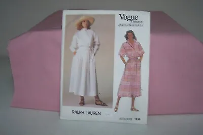 Vintage 1985 Vogue 1548 Pattern American Designer Ralph Lauren Cut Size 8 • $14.98