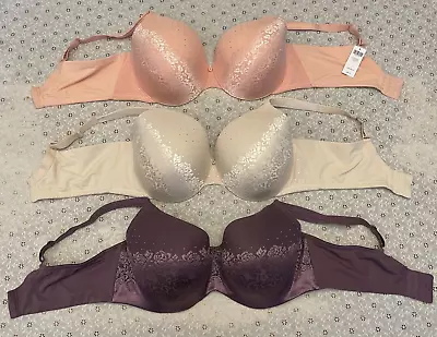 3 Soma Bras Stunning Support No Show Minimizer Balconet Ivory Plum 1 NEW 40DDD • $26