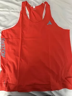 Adidas Mens Adizero Running Carrera Singlet Large T-shirt Red Orange IQ4926. OO • $47